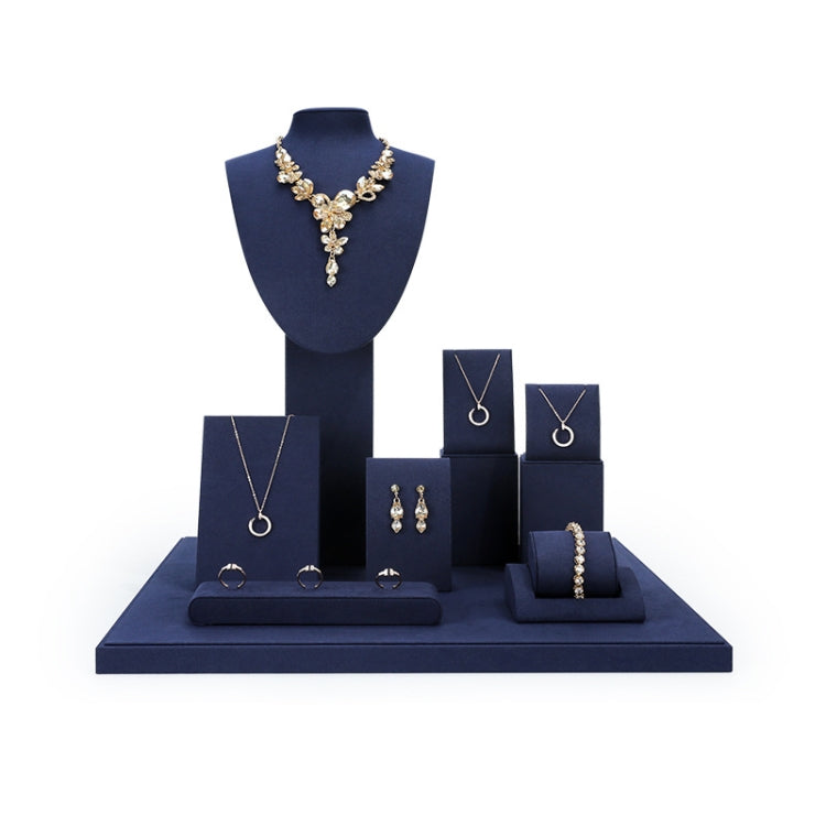 Jewelry Display Props Blue Microfiber Window Necklace Earring Ring Stand — Set 9