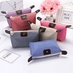 Striped Dumpling Cosmetic Bag Travel Folding Toiletry Bag