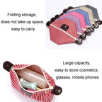 Striped Dumpling Cosmetic Bag Travel Folding Toiletry Bag