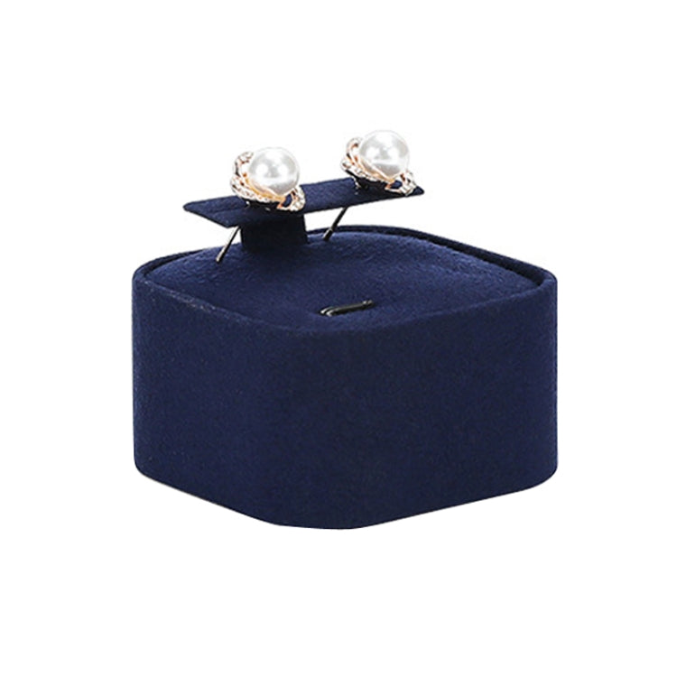 Jewelry Display Props Blue Microfiber Window Necklace Earring Ring Stand — 5x5x3cm Rectangular Stud Seat
