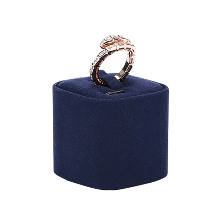 Jewelry Display Props Blue Microfiber Window Necklace Earring Ring Stand — 4.5x4.5x4cm Rectangular Ring Holder