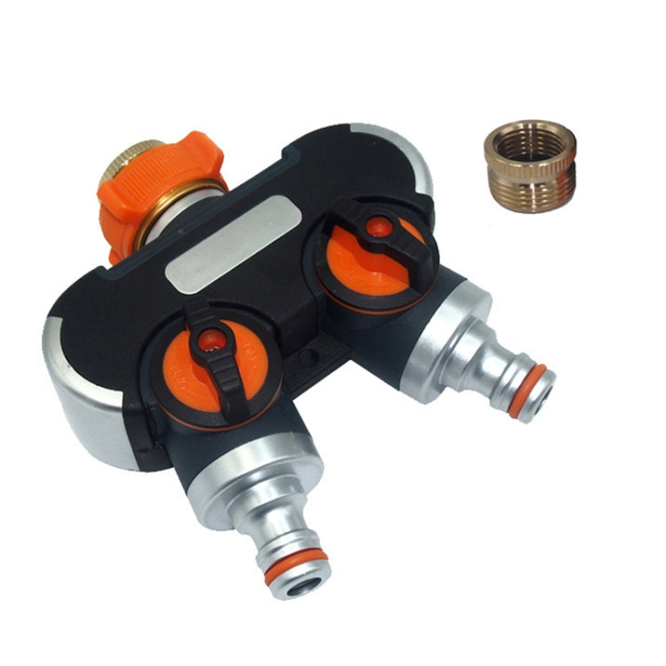 Garden Irrigation And Watering One Pass Two Faucet Water Divider — With Plastic Adapter