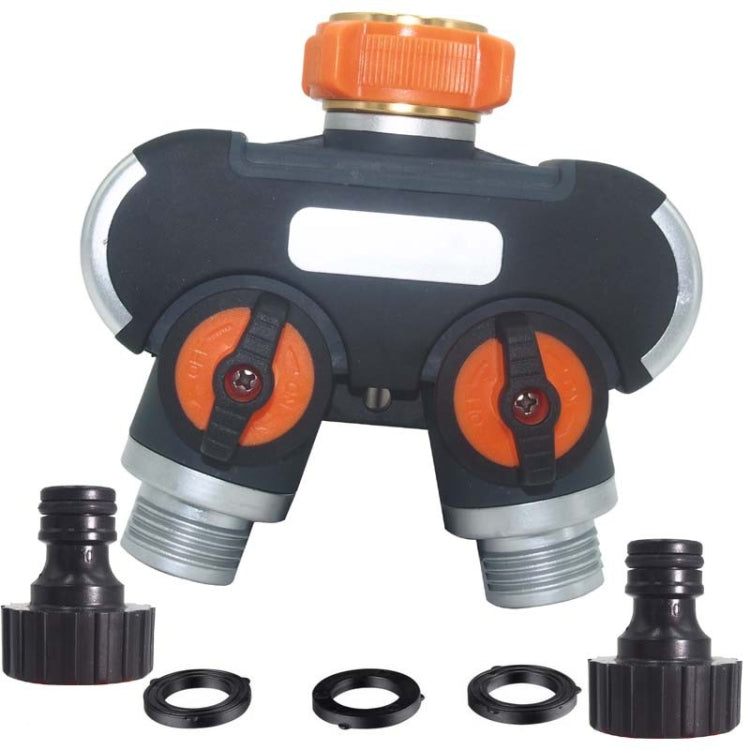 Garden Irrigation And Watering One Pass Two Faucet Water Divider — With Thread European Connector