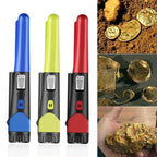 Handheld Metal Detector LCD Display Gold Treasure Hunter with Flashlight — Black