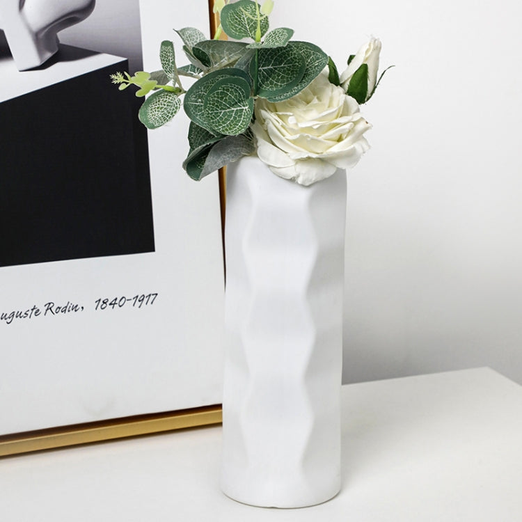 Wave Model Drop-Proof Imitation Porcelain PE Vase Ornament Simple Style Home Arrangement Flowerpot — Pink
