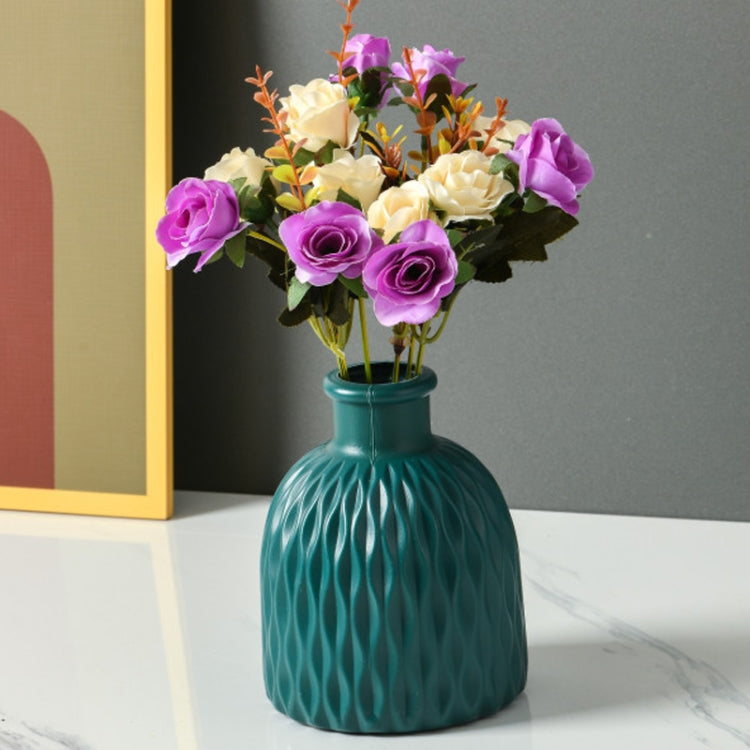 Drop Resistant PE Potted Plant Vase Colorful Imitation Porcelain Decorative Arrangement For Wet And Dry Use — Rose Pink