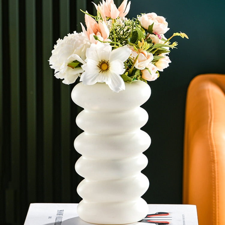 Plastic Spiral Wet & Dry Flower Vase Imitation Glaze Porcelain Flower Arrangement — Dark Green