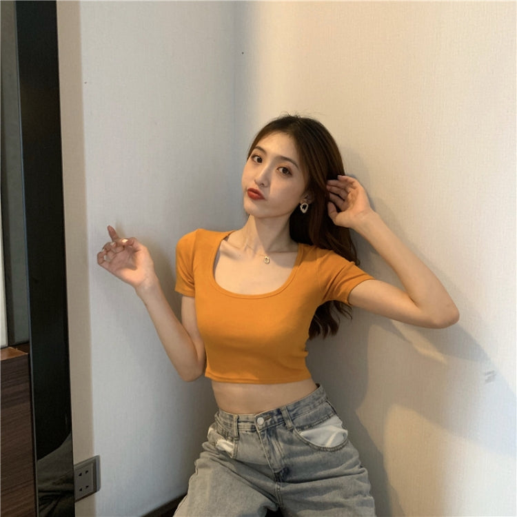 Square Neck Slim Crop Top Summer Short Sleeve Bottoming Shirt — view 8