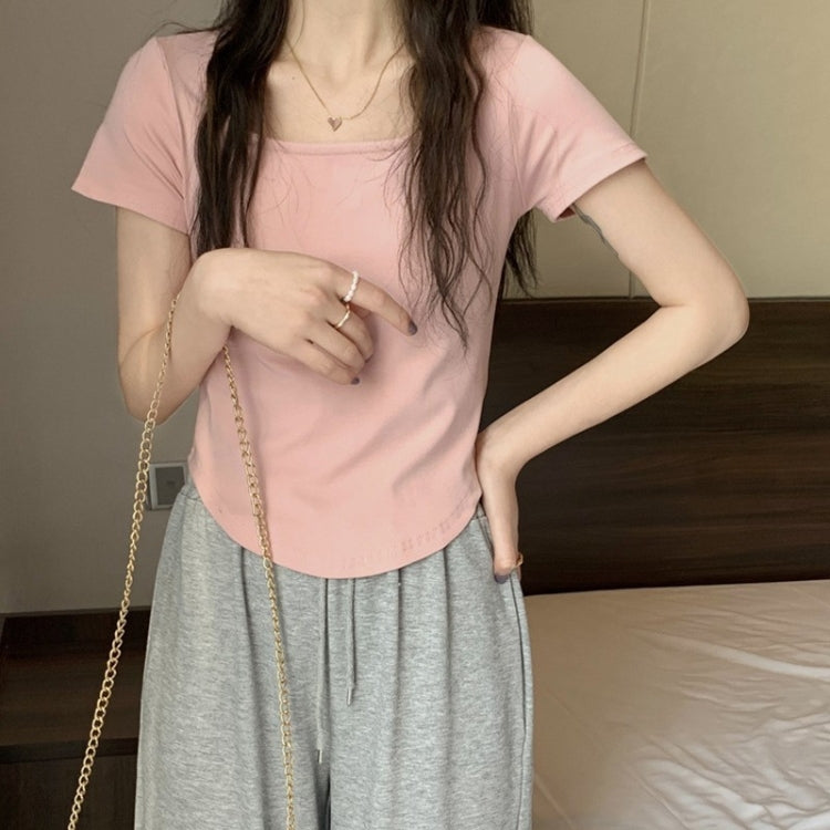Summer Big U-neck Babes Look Thin Slim Fit Irregular Top — view 15