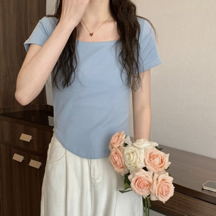 Summer Big U-neck Babes Look Thin Slim Fit Irregular Top — view 19