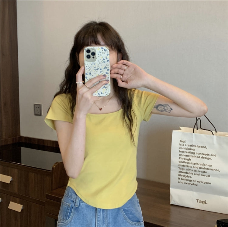 Summer Big U-neck Babes Look Thin Slim Fit Irregular Top — view 28