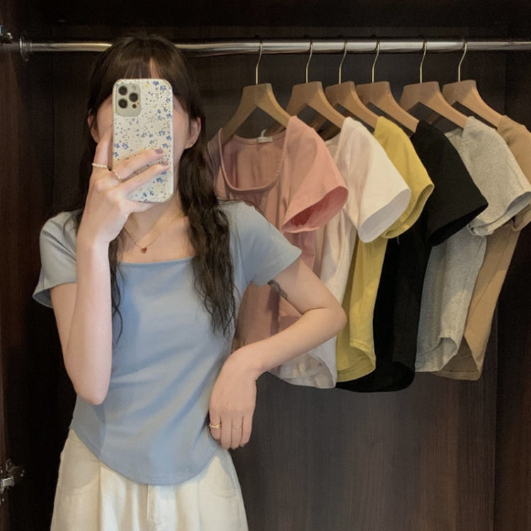 Summer Big U-neck Babes Look Thin Slim Fit Irregular Top — view 29