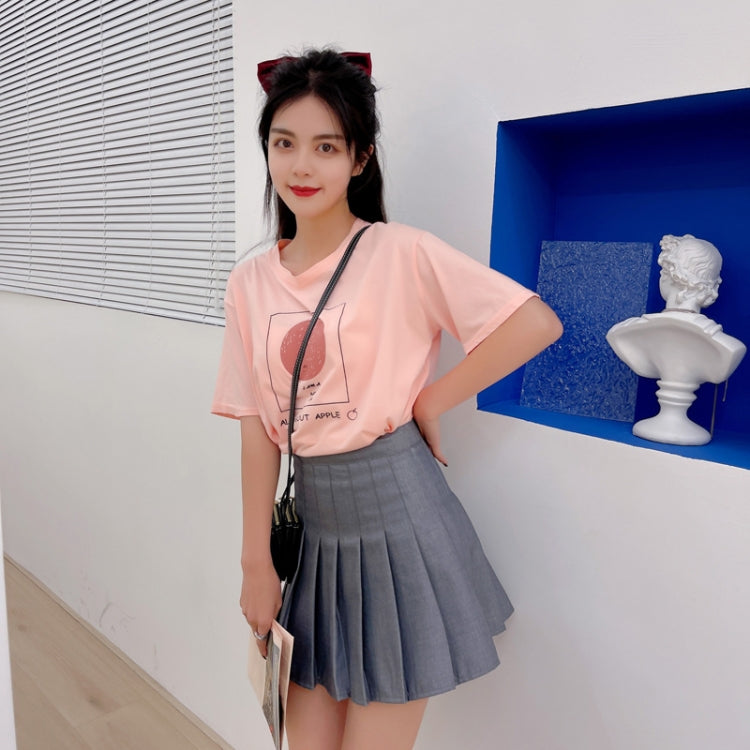 Summer High Waist Pleated Skirt Student A-Shaped Skirt — XL