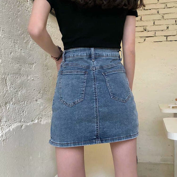 Summer Tight-fitting High-waisted A-line Slim Skirt With Splits — view 7