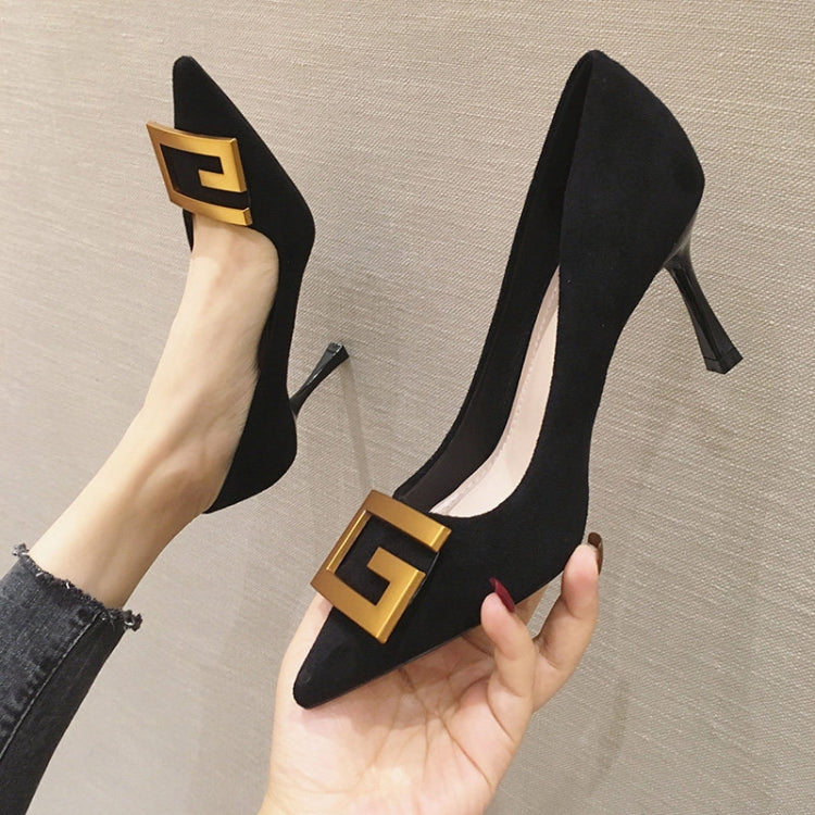 Women Suede High Heels Stiletto Pointed Toe Work Shoes Professional Etiquette Shoes — view 28