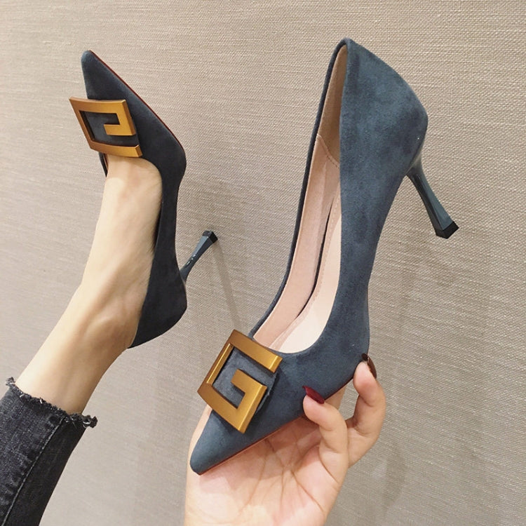 Women Suede High Heels Stiletto Pointed Toe Work Shoes Professional Etiquette Shoes — view 35