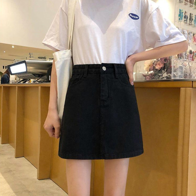 Women Slim Half-Body Skirt A-Type Package Hip Denim Short Skirt — M