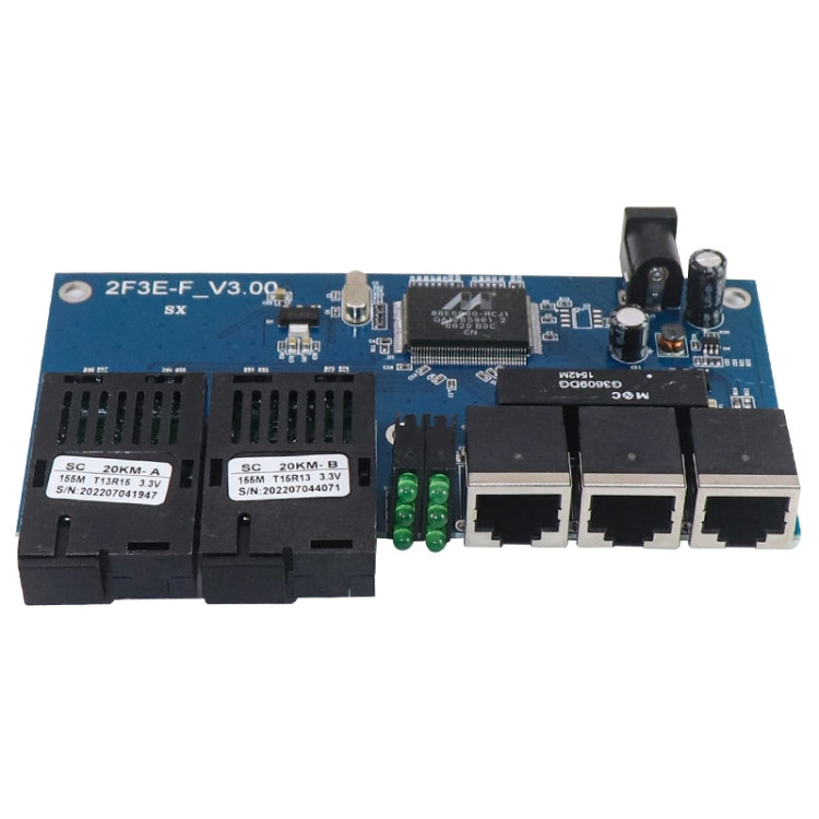 100Mbps Fiber Transceiver, 2 Fiber Port+3 Ethernet Port AB-PCBA