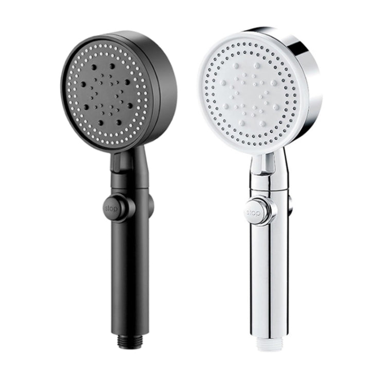 Pressurized Shower Water Heater Handheld Multifunction 6-speed Nozzle — Black