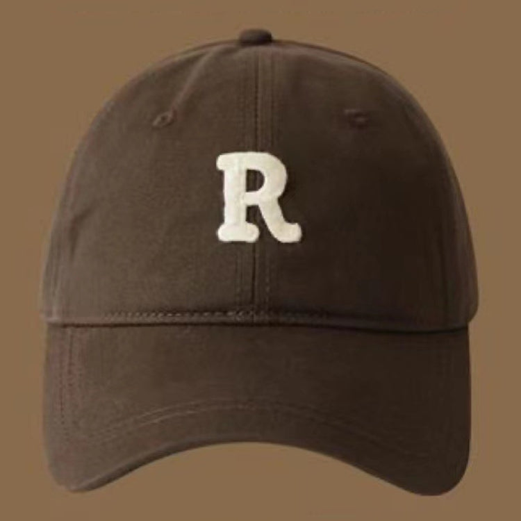 Large Cap Size Duck Tongue Hat R Labeled Letter Soft Top Baseball Caps