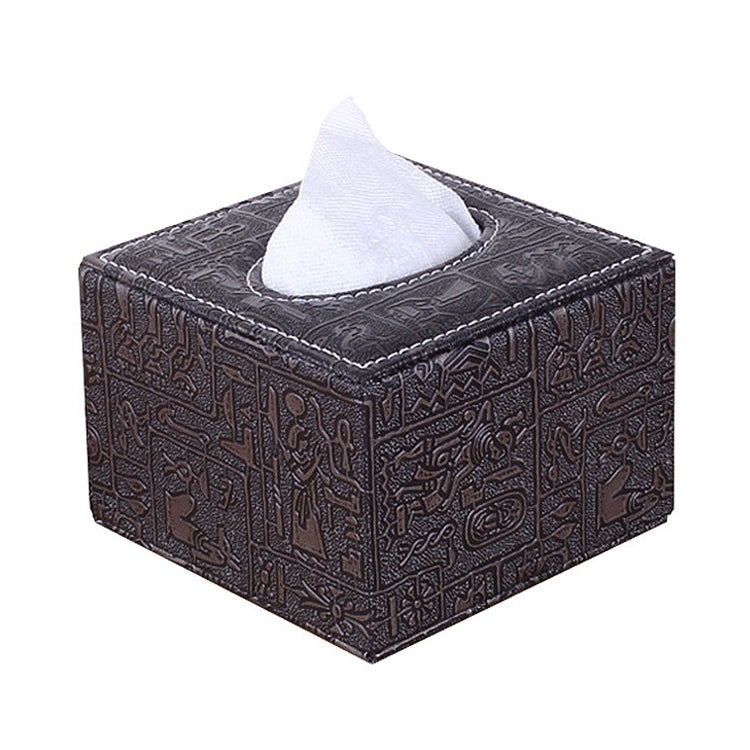 Hotel Restaurant Leather Square Paper Box Car Tissue Box — Wheat Pattern