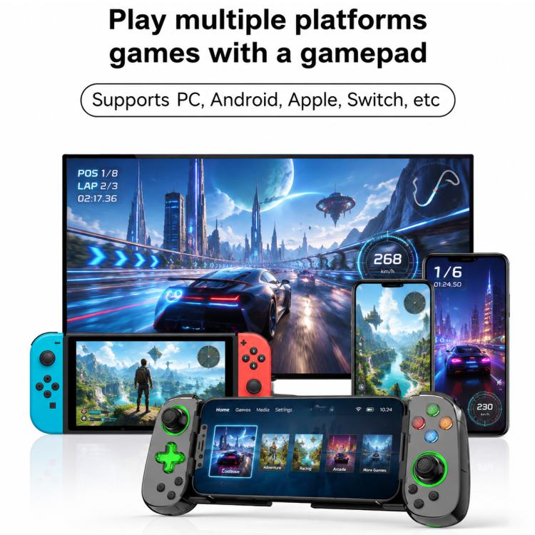 D7 BT5.0 Retractable Gamepad With Light For PC / Android / IPhone /Win7 10 11/Mac OS/Switch