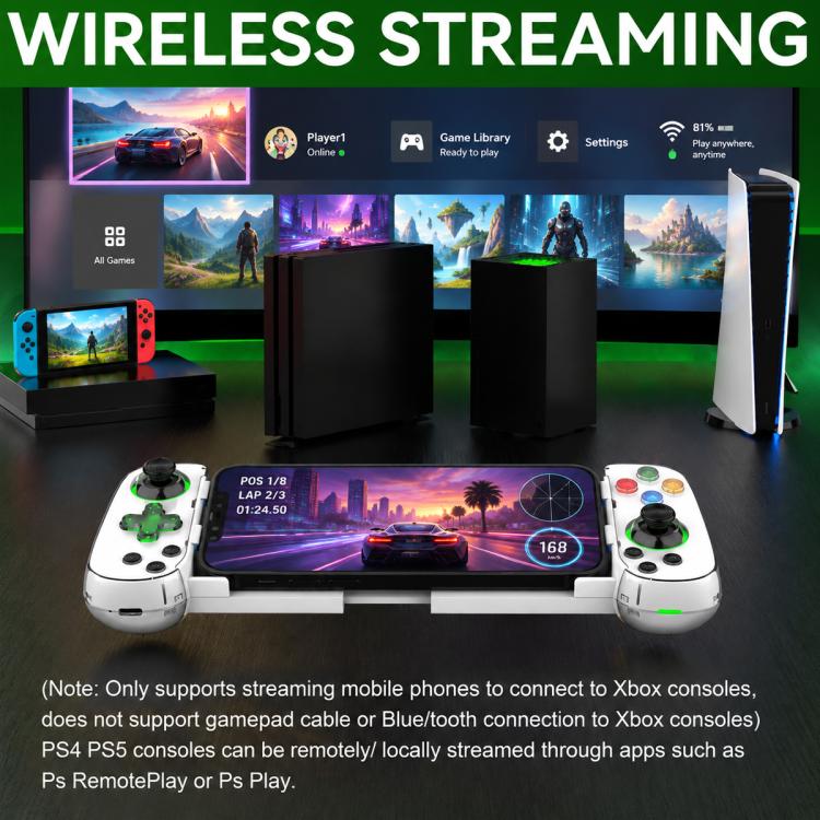 D7 BT5.0 Retractable Gamepad With Light For PC / Android / IPhone /Win7 10 11/Mac OS/Switch