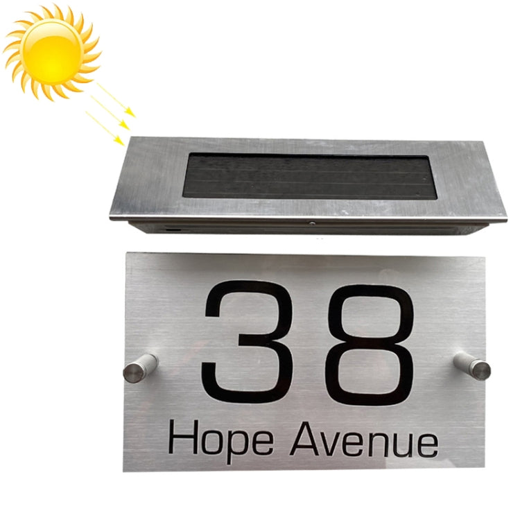 Stainless Steel Solar House Number Wall Light LED Address Indication Number Plate — Large-18LEDs Two-color Light