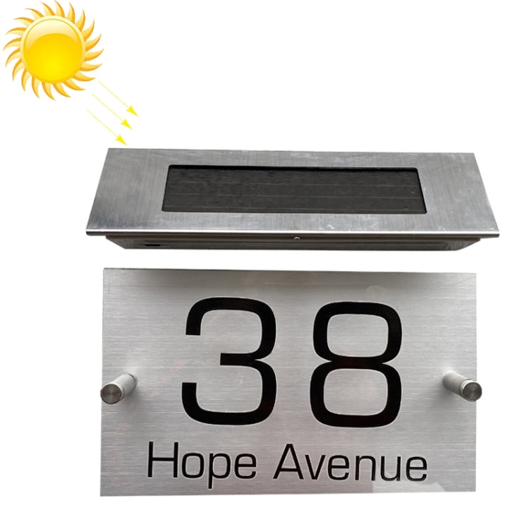 Stainless Steel Solar House Number Wall Light LED Address Indication Number Plate — view 5