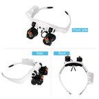 Headband Magnifying Glasses with Cold and Warm Light Source Interchangeable Combine 21 Different Multiples