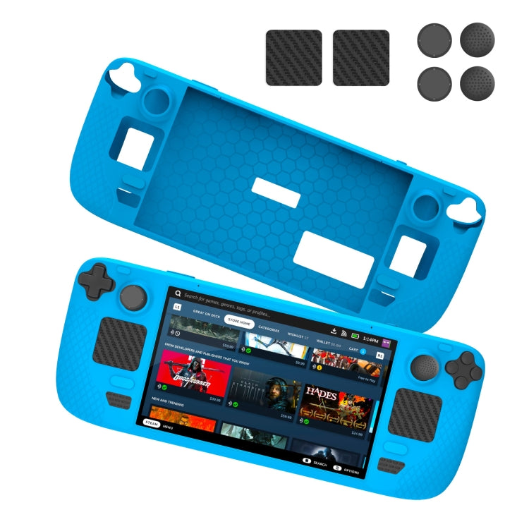 JYS JYS-SD011 For Steam Deck 7pcs/set Host Silicone Case With Joystick Cap+Touch Board Sticker Set — Black