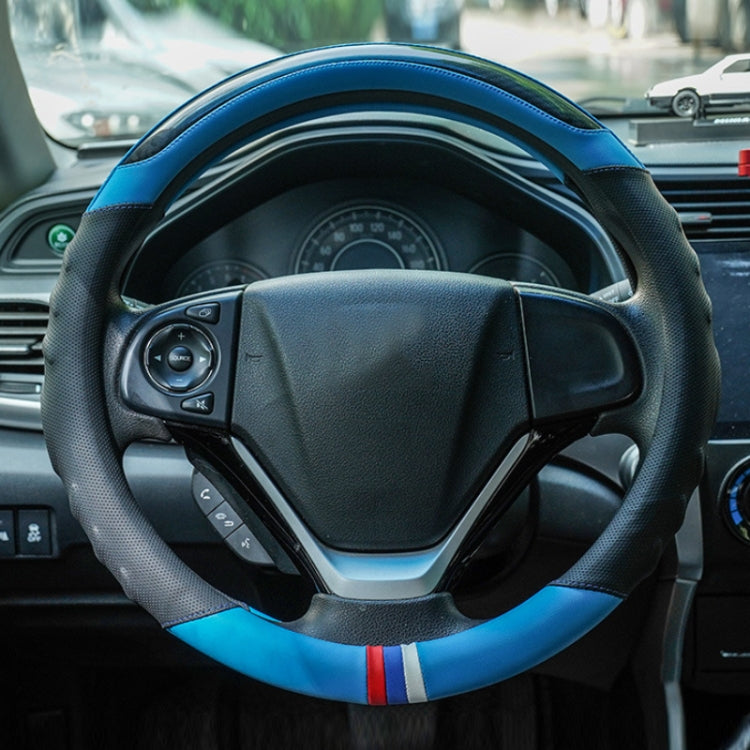 38cm Microfiber Leather Sports Colorful Car Steering Wheel Cover — Green