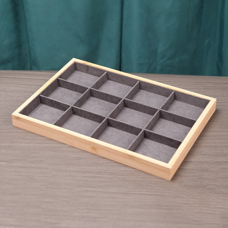 Bamboo Wood Jewelry Display Pallet Jewelry Storage Display Tray — Empty Tray Gray