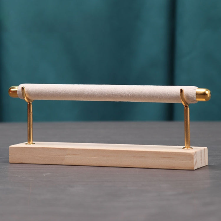 Removable Solid Wooden Base Ring Display Metal Stand Sponge Bar Ring Storage Rack