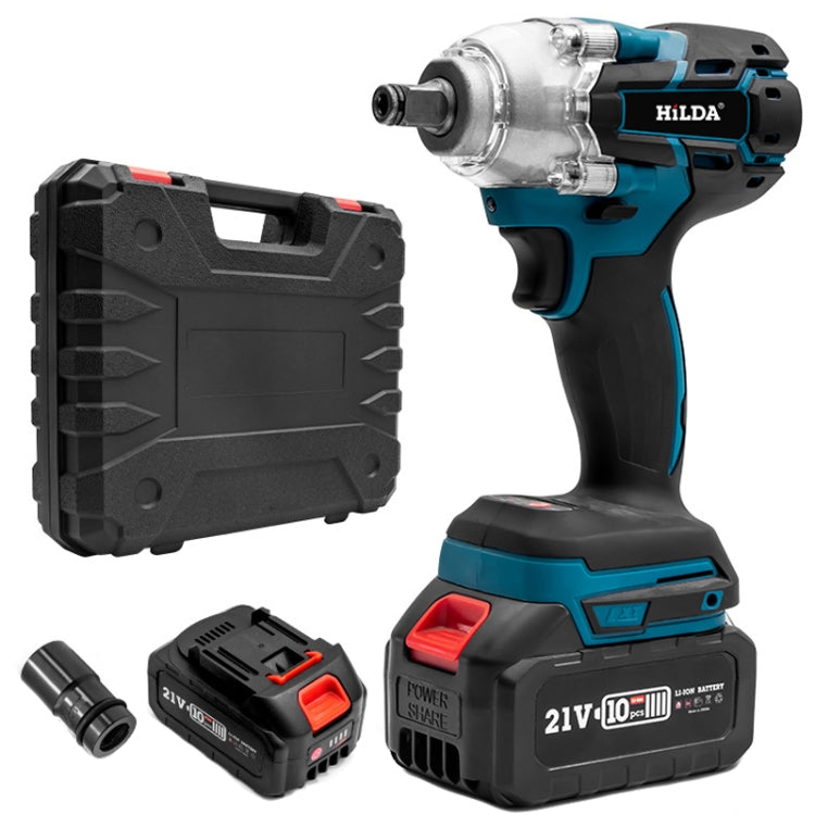 HILDA Motorized Wrenches Lithium Repair Parts With 22mm Socket, EU Plug — Blue With 1 Battery+1 Charger(3000mAh)