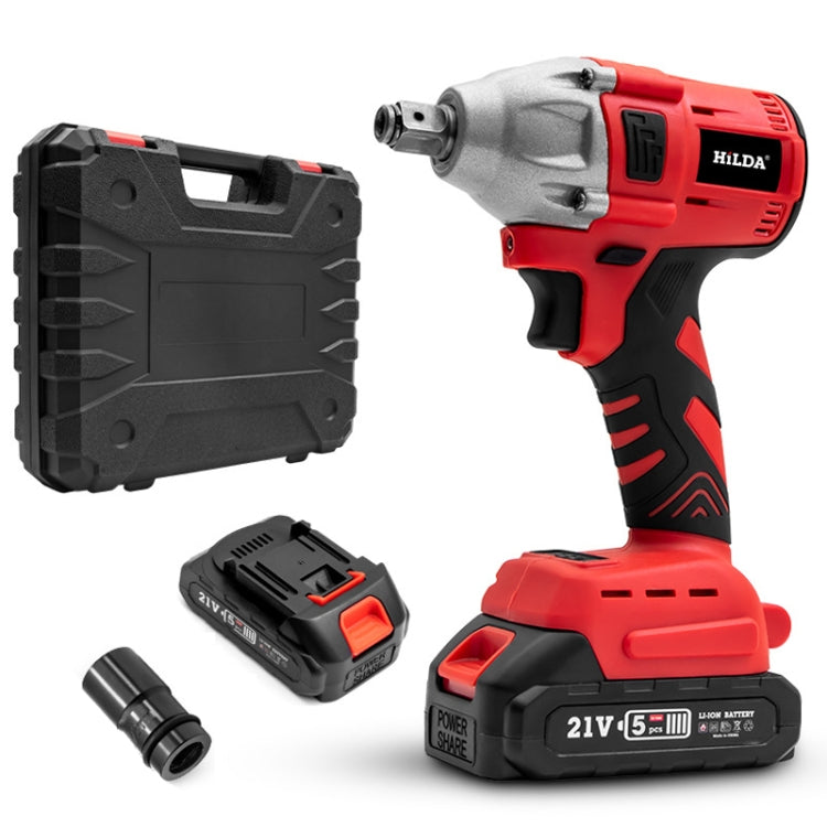HILDA Motorized Wrenches Lithium Repair Parts With 22mm Socket, EU Plug — Red With 1 Battery+1 Charger(1500mAh)
