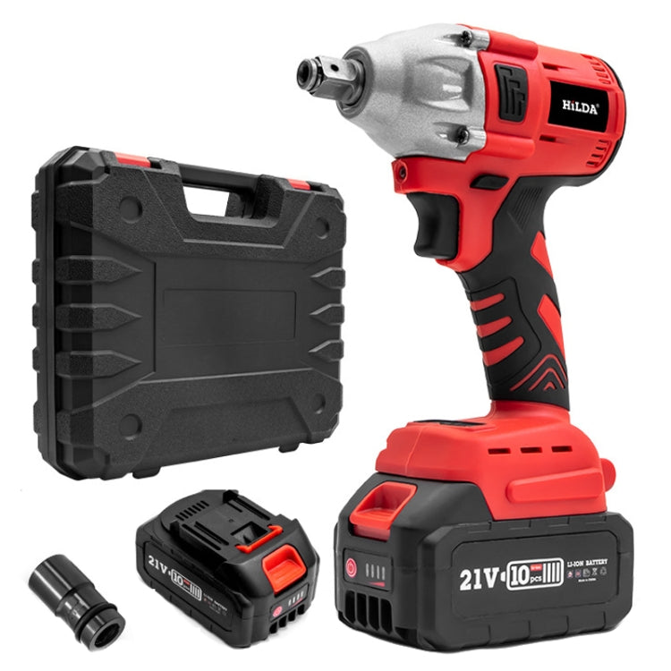 HILDA Motorized Wrenches Lithium Repair Parts With 22mm Socket, EU Plug — Red With 1 Battery+1 Charger (3000mAh)