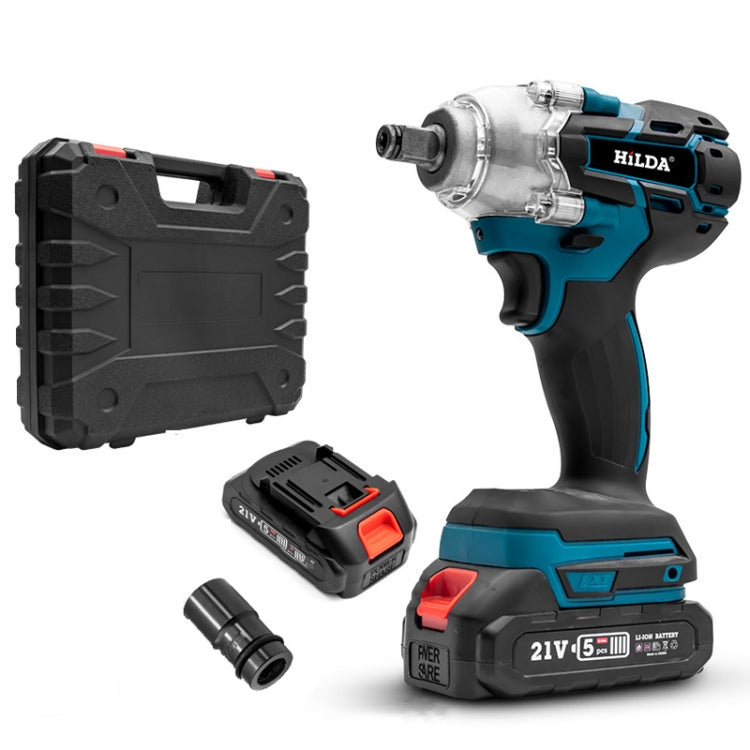 HILDA Motorized Wrenches Lithium Repair Parts With 22mm Socket, US Plug — Blue With 1 Battery+1 Charger(1500mAh)