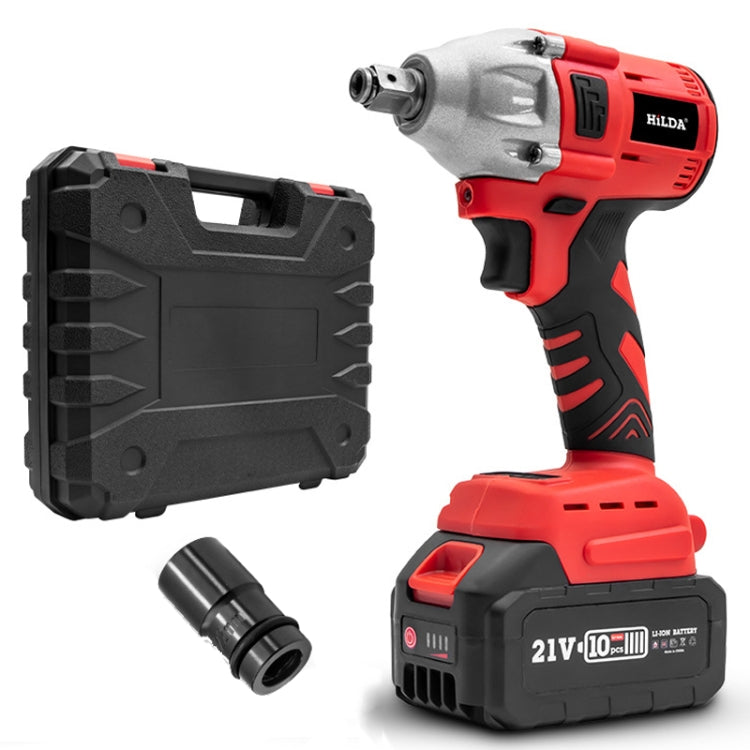 HILDA Motorized Wrenches Lithium Repair Parts With 22mm Socket, US Plug — Red With 2 Battery+1 Charger(1500mAh)