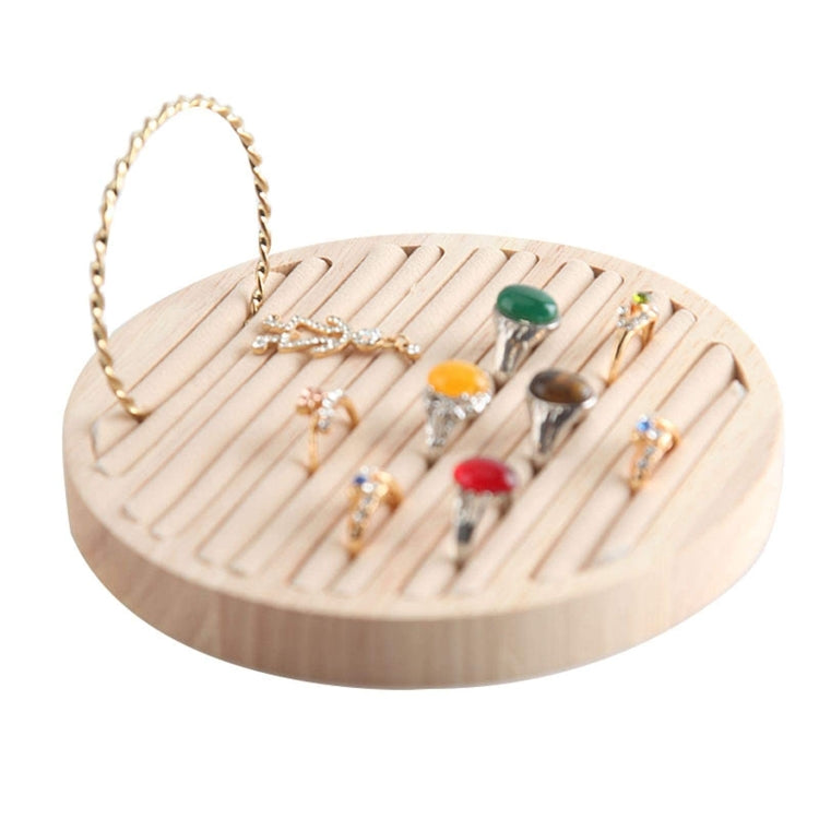 Solid Wooden Round Ring Jewelry Display Board Jewelry Bracelet Storage Tray — Leather ( White )