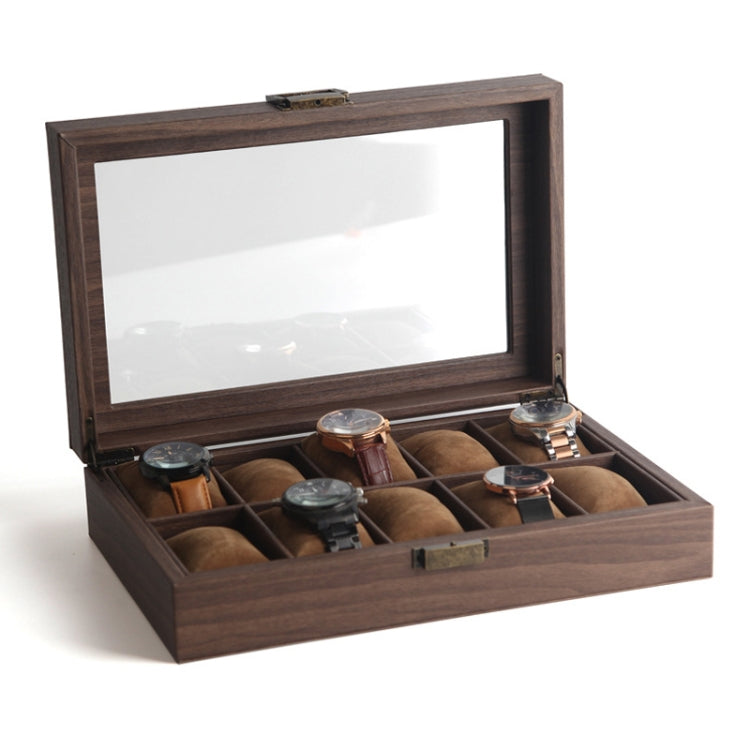Wood Grain Leather Watch Display Box Watch Storage Case Jewelry Box — 10 Digit Long