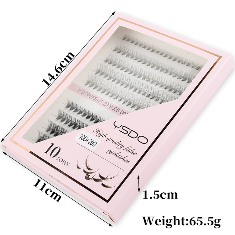 10rows /Box 10D+20D Naturally Thick Grafted Eyelashes 0.07 Single Cluster Implanted False Eyelashes — view 3