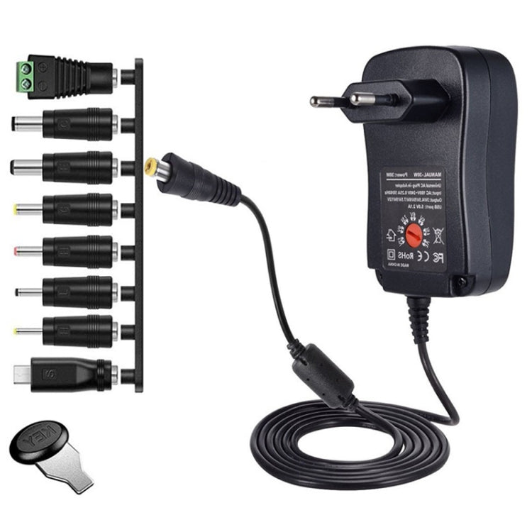 30W USB Interface Adjustable Power Adapter With Power Monitoring LED Light — US Plug