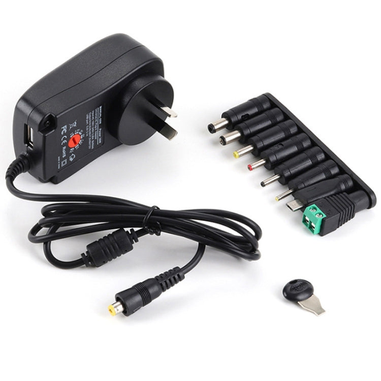 30W USB Interface Adjustable Power Adapter With Power Monitoring LED Light — UK Plug