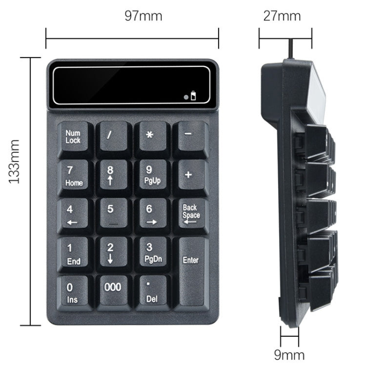 K3 19 Key 2.4G Wireless Mini Digital Keyboard Suspension Machinery Keypad