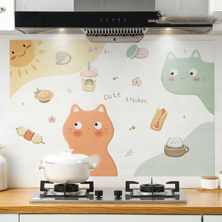 90x30cm Small Kitchen Stove Tile Oil Smoke Stickers Waterproof And Anti Oil Stain Cartoon Wallpaper