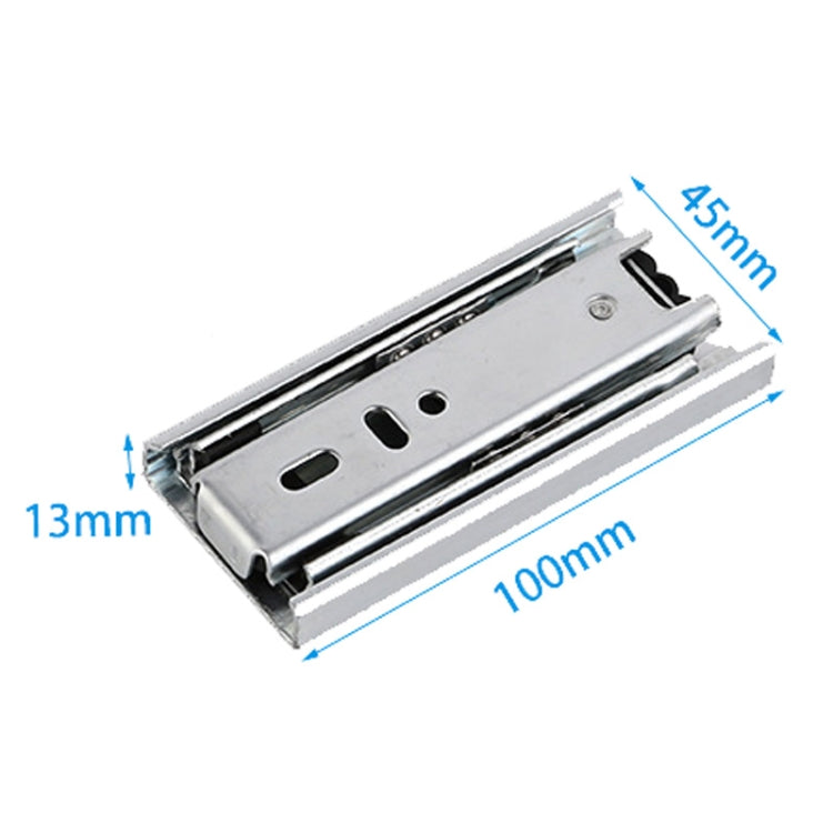 1 Pair Thickened Three Sections Ball Slide Mute Drawer Track Rail — 4 inch 10cm