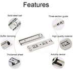 1 Pair Thickened Three Sections Ball Slide Mute Drawer Track Rail — view 7