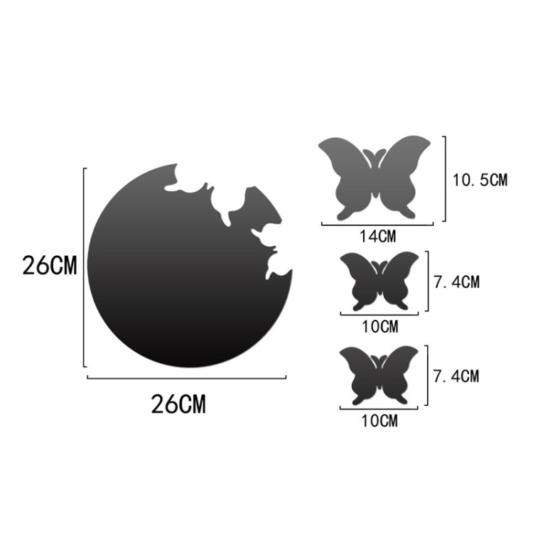 4pcs /Set DIY Acrylic Butterfly Mirror Waterproof Wall Stickers Dining Room Bedroom Decoration — Black