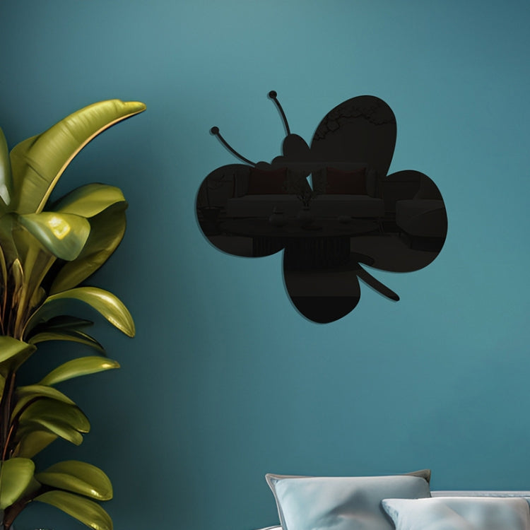 Acrylic Butterfly Stereo Wall Stickers Bedroom Living Room Background Wall Decoration Soft Mirror — Silver